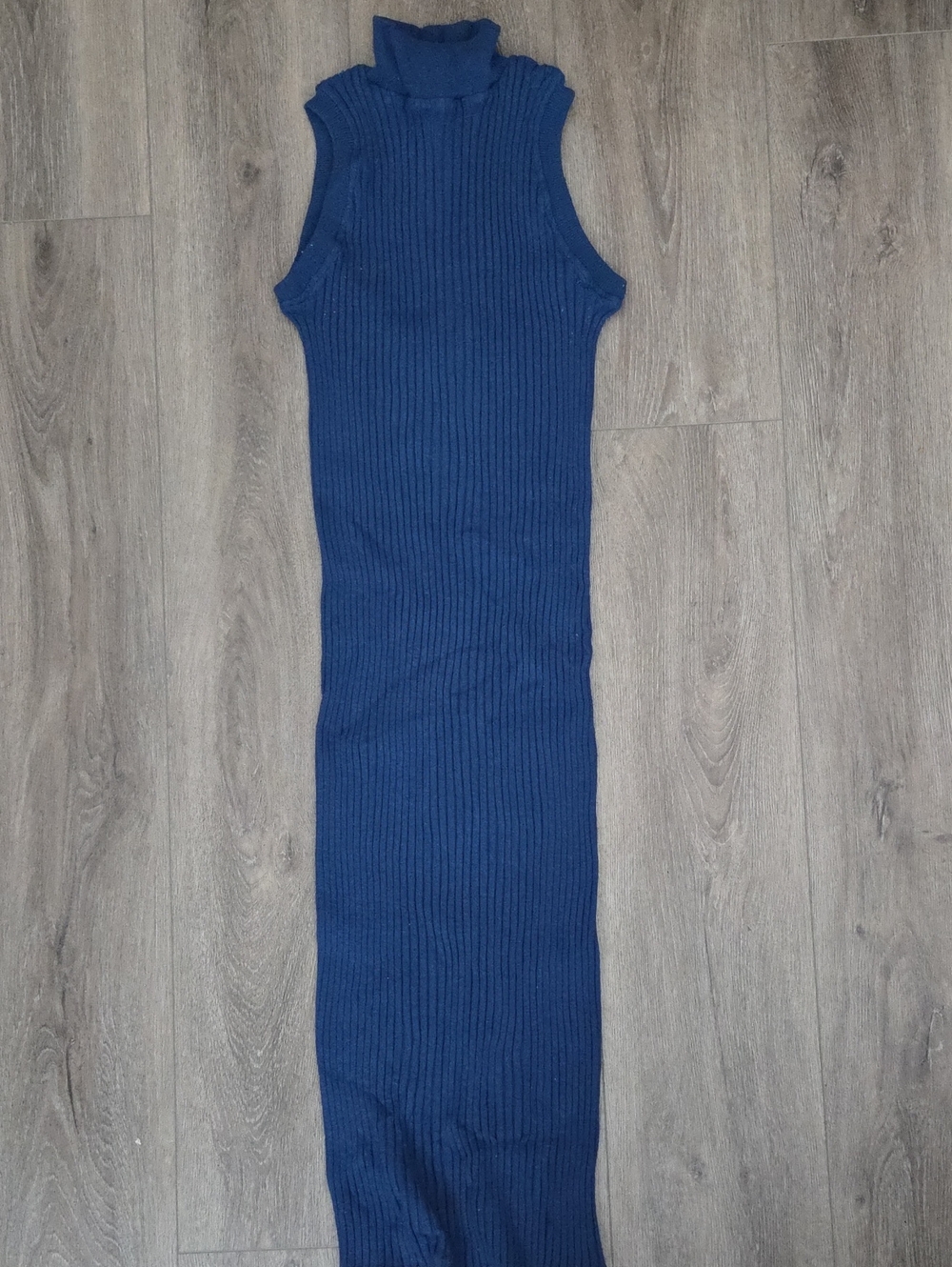 Zara Sleeveless Ribbed Turtleneck Midi Dress Dark Cobalt Size M-L